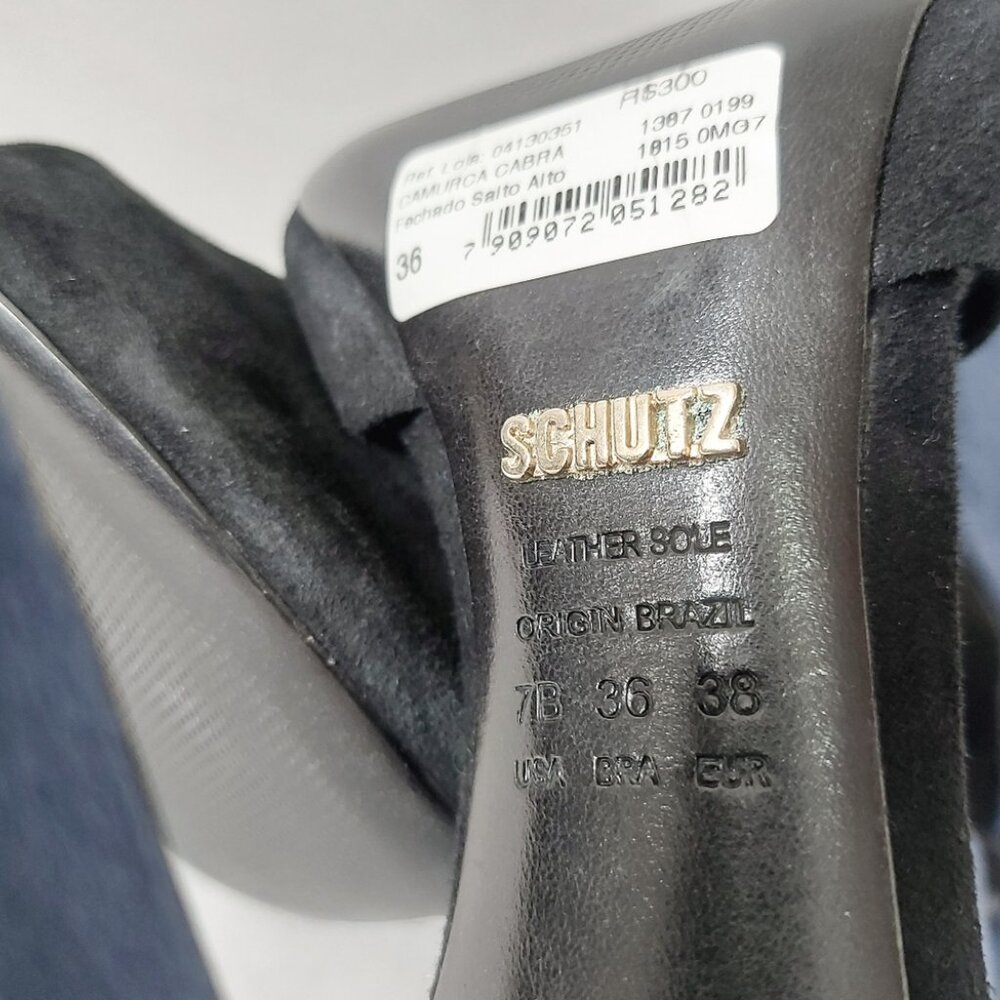 Schutz Peep-toe High Heels Size 7 Suede Colorblock Comfort Back Zipper Sandals - Picture 10 of 11